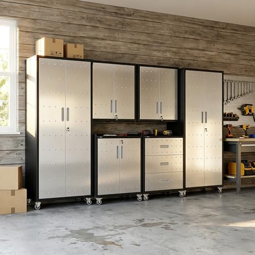 Garage Cabinet System | Heavy Duty Steel All-in-One Modular Garage Cabinet Se...