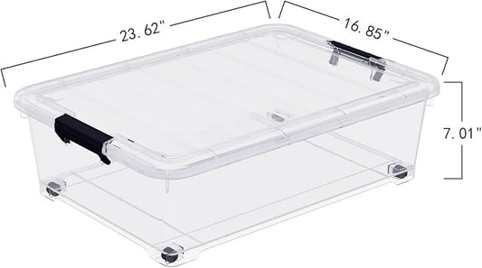 4-Pack 25L Plastic Under Bed Storage Organizer Bin Container - Image 2