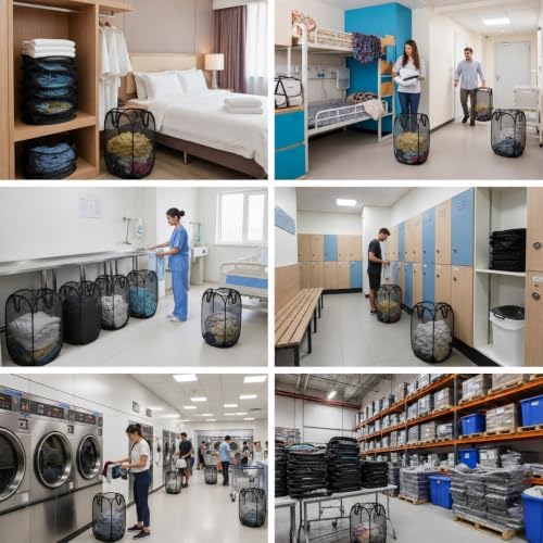 16 Pack Commercial Pop Up Laundry Hampers, 112L Large Capacity, Foldable Mesh...