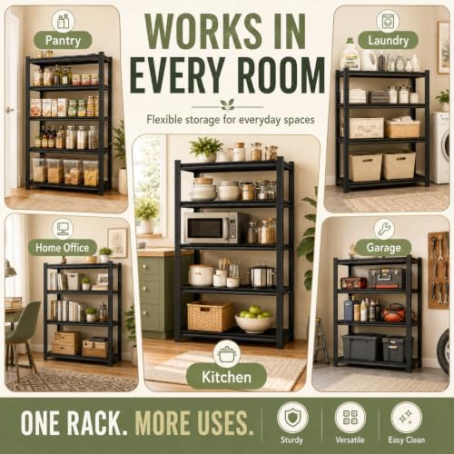PRESTELION Kitchen Storage Shelf 3 Tier Adjustable Metal Rack