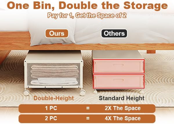 Fokyfok 2Pack Under Bed Storage Containers,10 inch Height,31 inch Long
