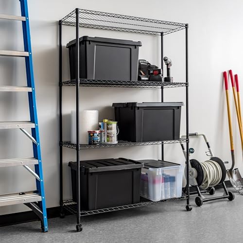 IRIS USA, Inc. 4-Tier Adjustable Heavy Duty Steel Storage Rack with Removable...