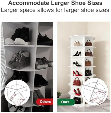 Shoe Organizer 7-Tier Spinning Shoe Rack - 360° Rotating Storage Organizer fo...