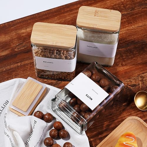 APT 1101 Glass Storage Jars with Bamboo Lid, glass canisters with airtight li...
