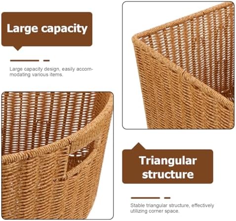 Woven Triangle Corner Storage Basket with Handles Shelf Laundry Basket