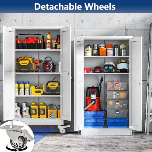 Ckzbx Metal Garage Storage Cabinet with Locking Doors and Adjustable Shelves,...