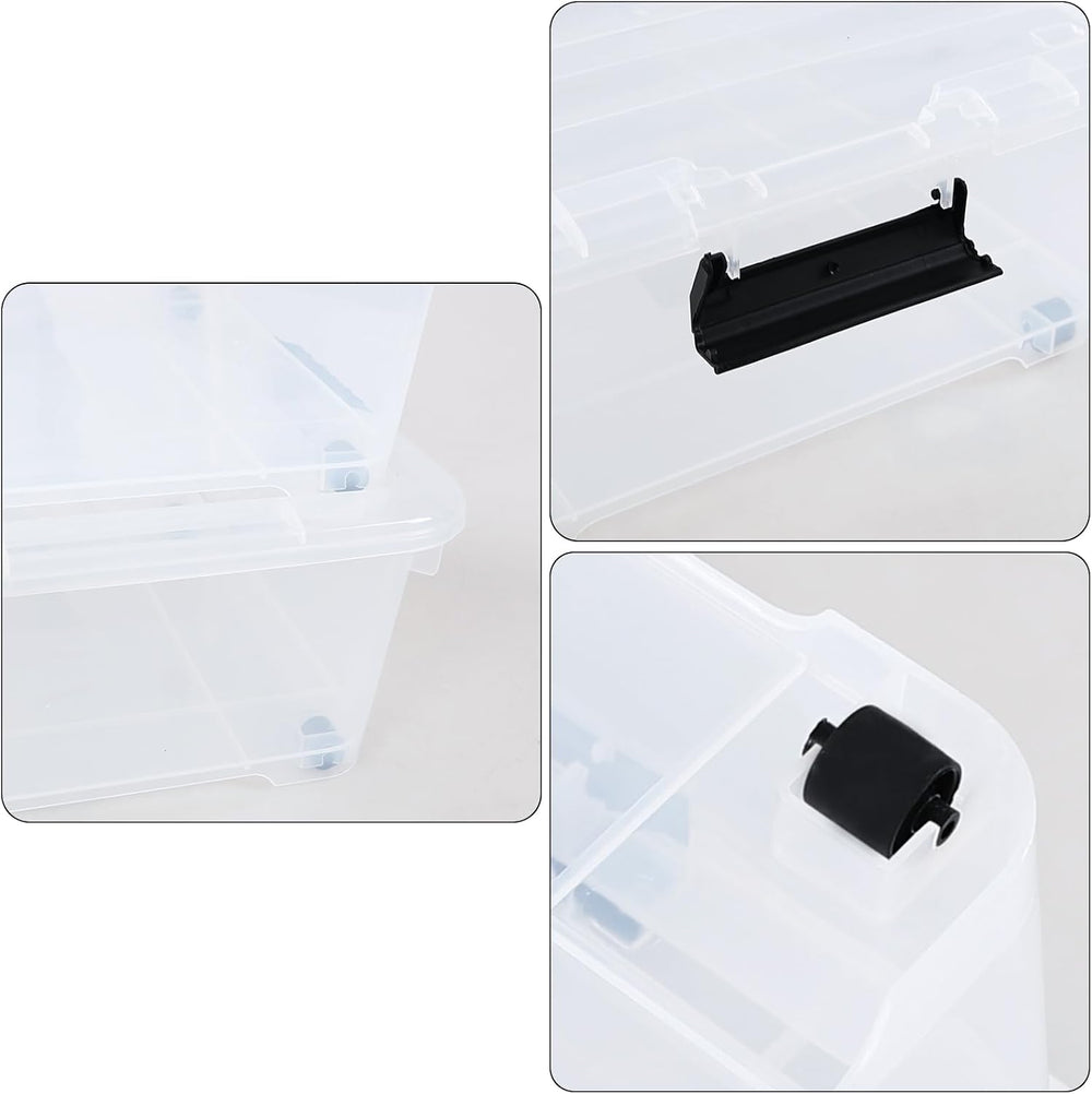 Vababa 25 L Wheeled Under Bed Clear Plastic Storage Bins with Lid, Set of 4