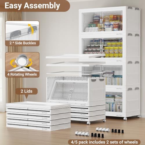 BROVIEW 600Qt Stackable Storage Bins with Lid for Home Dorm, 3Pack White