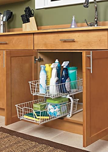 ClosetMaid 11 in. Pull Out Cabinet Organizer, 2 Tier, Heavy Duty, Slide Out P...