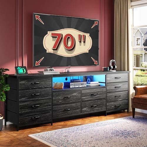 Romorgniz 63" W Dresser for Bedroom, Long Dresser with 12 Fabric Drawers