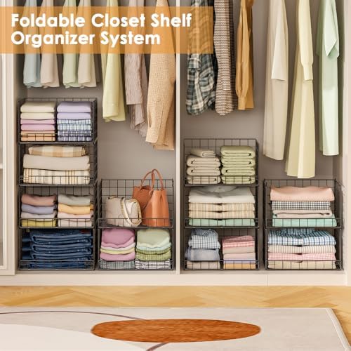 Yociyoga 8-Tier Stackable Closet Organizers and Storage Shelves, Foldable Clo...