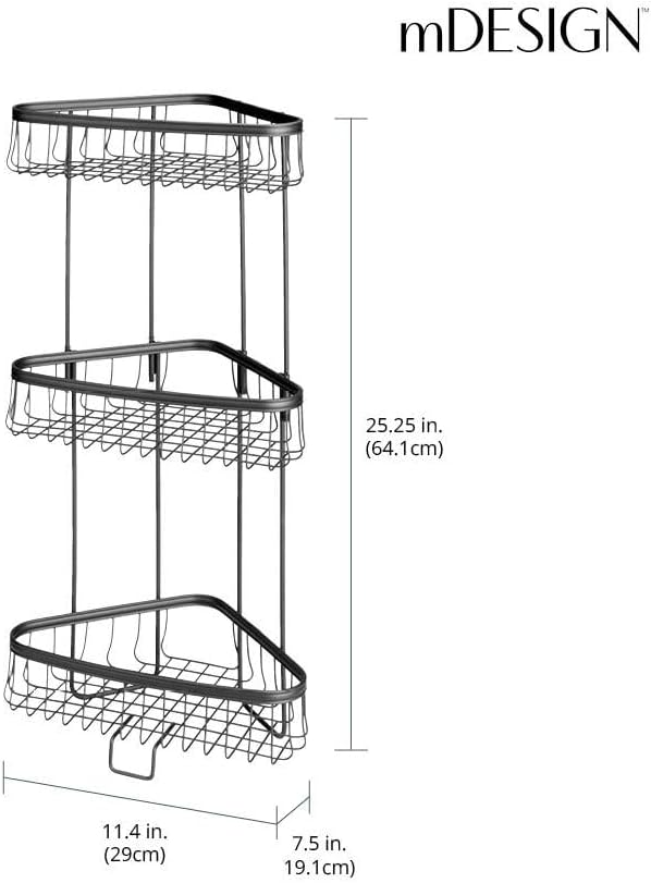 mDesign Metal Bathroom Shelf Unit - Freestanding Vertical Storage for Organiz...
