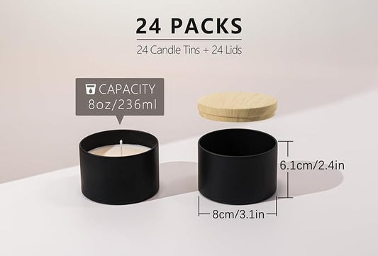 Aroparc Candle Tins 8oz with Lids, 24 Pack Seamless Candle Containers - Image 2