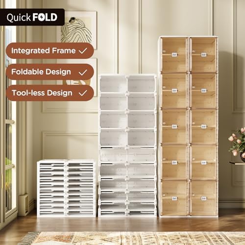 ANTBOX Shoe Organizer Storage Box, Portable Folding Shoe Rack For Closet With...
