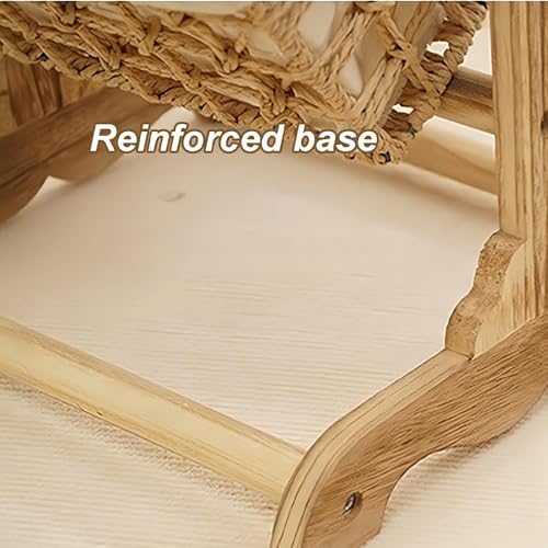 3-Tier Wicker Basket Stand with Wood Frame, Floor Standing Storage Rack with ...