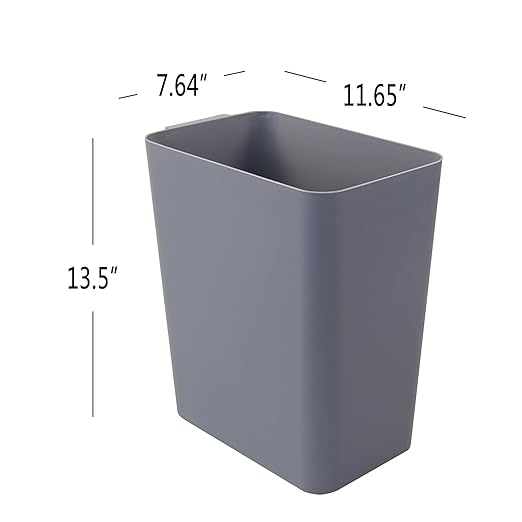 3-Pack Gray 4.5 Gallon Plastic Trash Can Wastebasket, Garbage Container Bin - Image 2