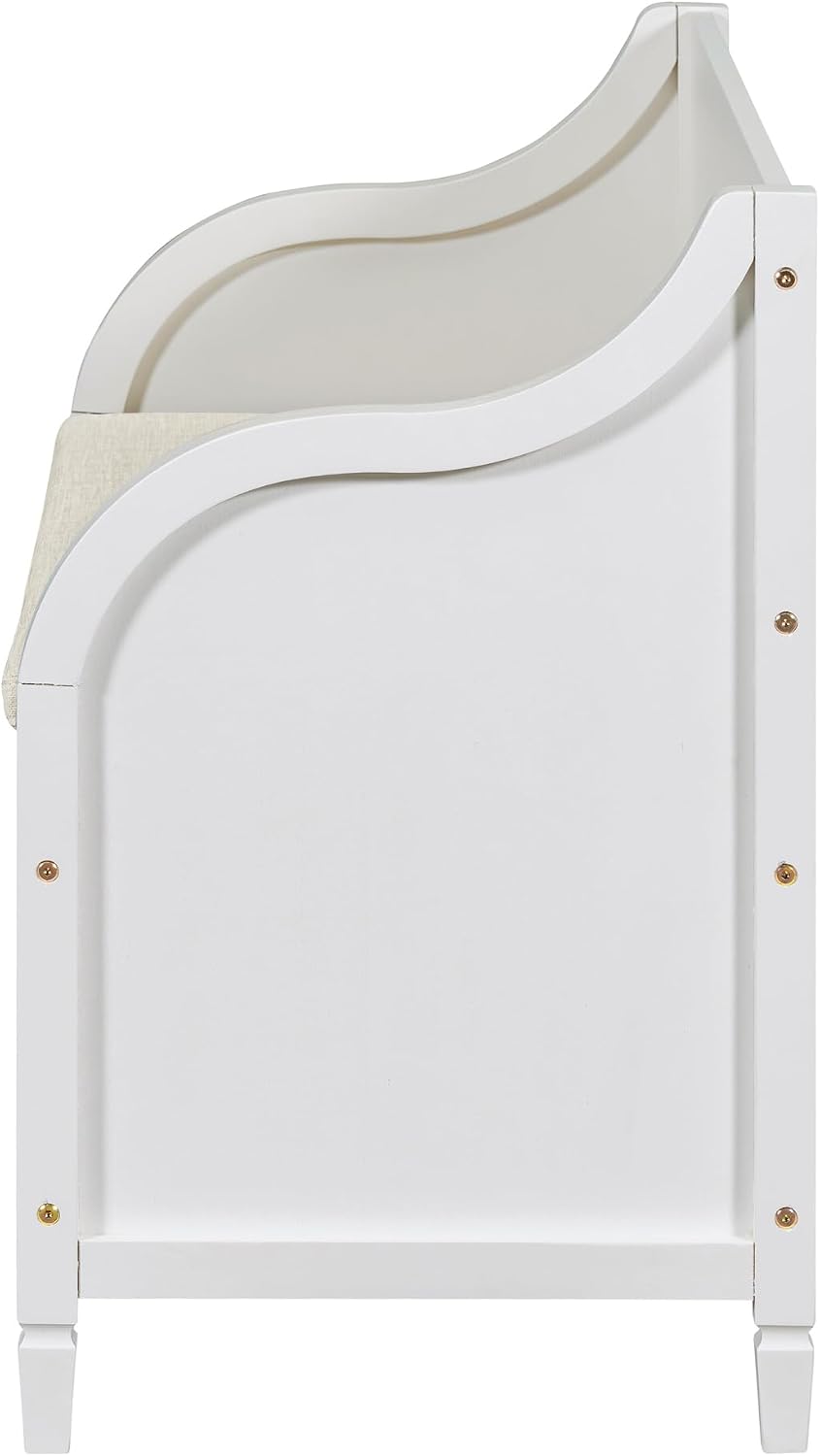 42" Rustic Storage Bench Entryway Bench Shoe Cabinet Ottoman (White)