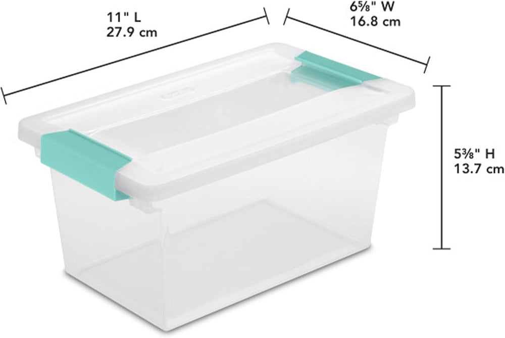 Sterilite 12-Pack Clip Box, Stackable Clear Plastic Bins with Latching Lids, ...