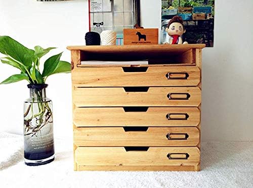 5 Flat Drawer Organizer for Home or Office Desk - Wooden Chest of Drawers - F...