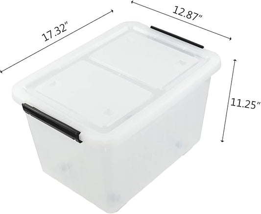 Bringer 4-Pack 30 L Clear Plastic Storage Box, Large Wheeled Storage Bin - Image 2