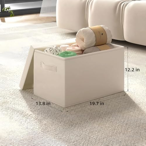 Jumbo Fabric Storage Bins with Lids 19.7*13.8*12.2 in, 2-Pack Storage Baskets...