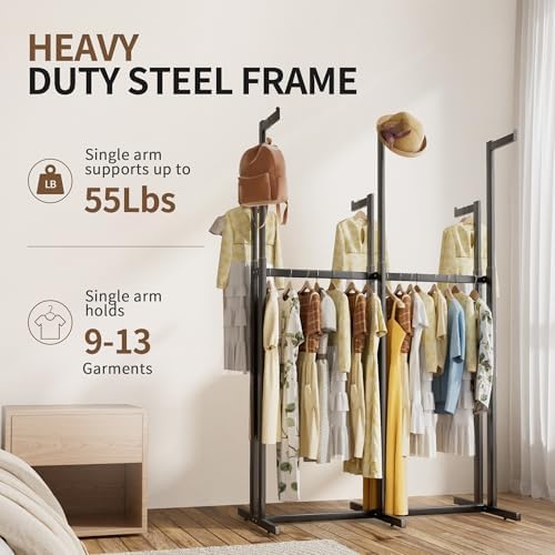 Retail Clothing Rack with Wheels, Heavy Duty 6-Arm Commercial Garment Rack