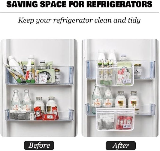 3PCS Refrigerator Door Organizer Set, Fridge Hanging Mesh Bag - Image 2