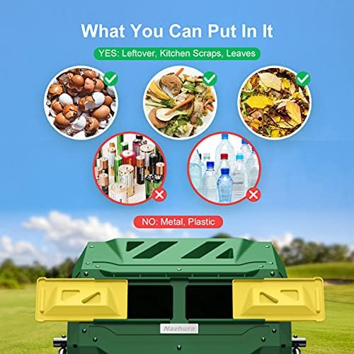 Compost Tumbler Bin Composter Dual Chamber 43 Gallon (Bundled with Pearson
