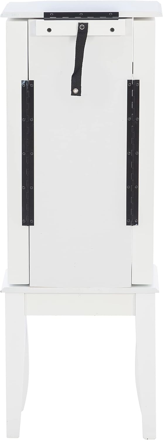 Powell Furniture Jewelry Armoire, White, 13"x 9.375"x 35.5"