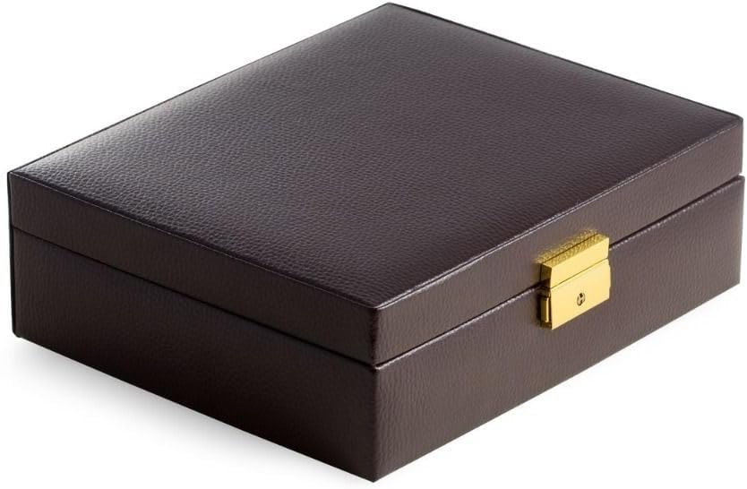 Bey-Berk Brown Leather 4 Watch Case & Valet with Removable Tray and Locki...