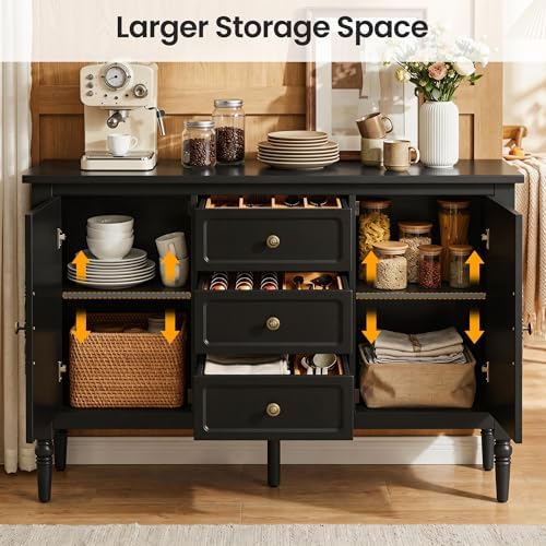 RoyalCraft Buffet Cabinet with 2 Doors & 3 Drawers, Vintage Sideboard wit...
