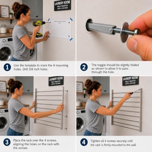 Smartsome Wall Mounted Clothes Drying Rack | 22" Wide | 60lb Capacity