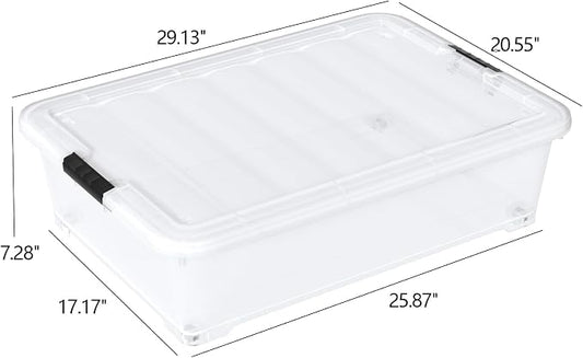 50 Quart Large Clear Plastic Under Bed Storage Bins - Image 2