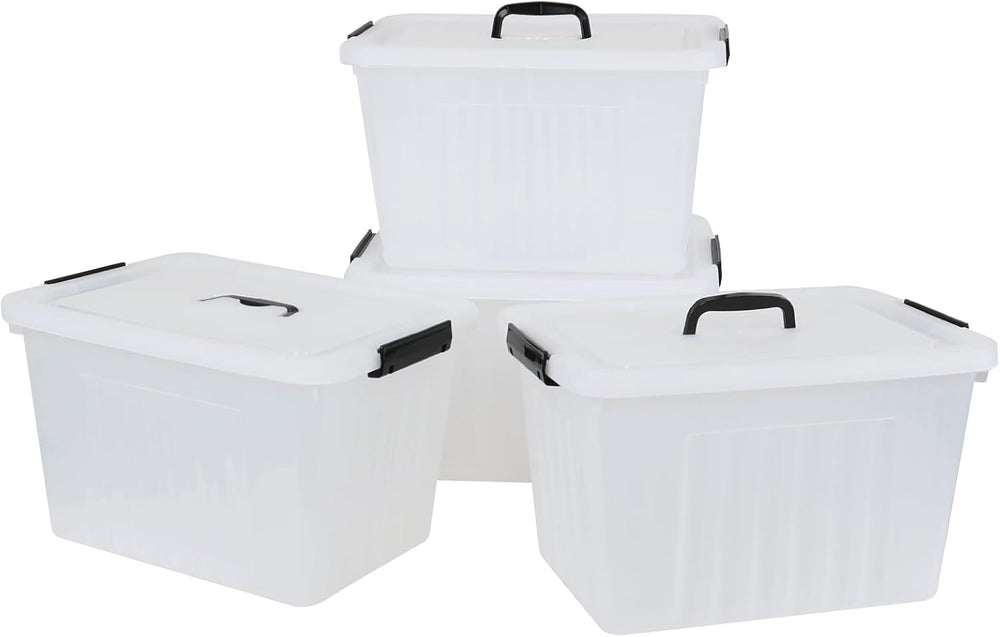 Xyskin 18 Qt Plastic Storage Bins with Lid, 4-Pack Storage Box Stackable