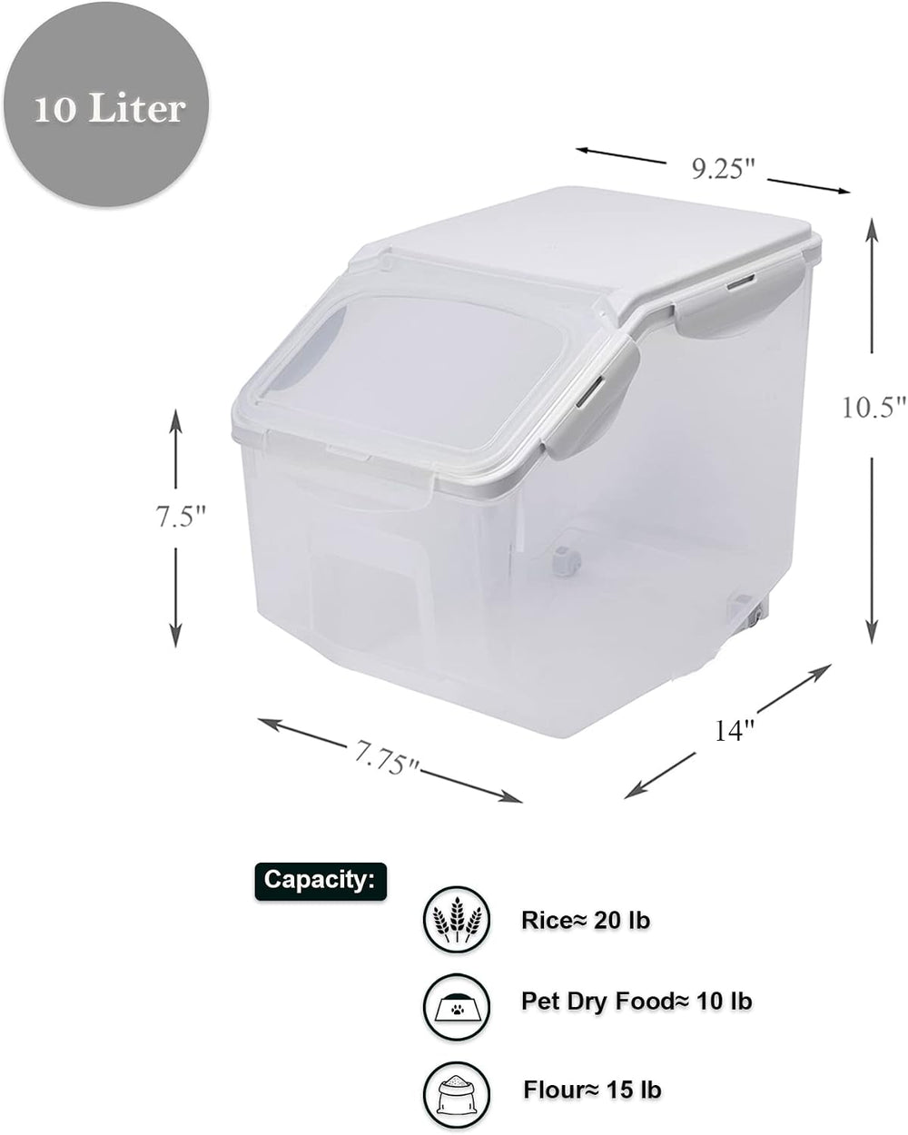 HANAMYA 10 Liter / 20 lbs Rice Storage Container with Measuring Cup, BPA free...