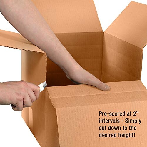 Staples Multi‑Depth Corrugated Boxes, 18” x 18” x 6”, Adjustable Kraft Carton...