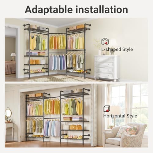 Timate L3 L Shape Garment Rack Heavy Duty Clothes Rack for Hanging Clothes, E...
