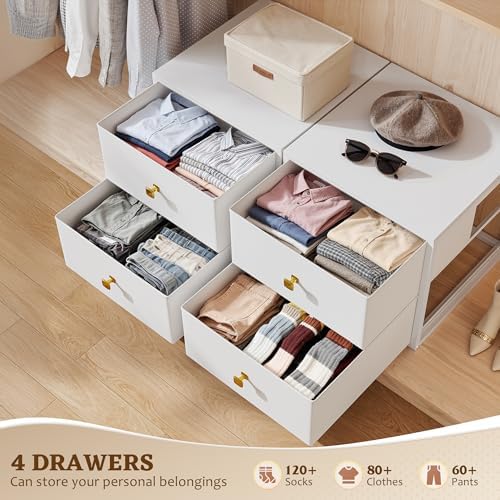 Romorgniz 4-Drawer Stackable Storage Unit, Versatile Closet Organizer