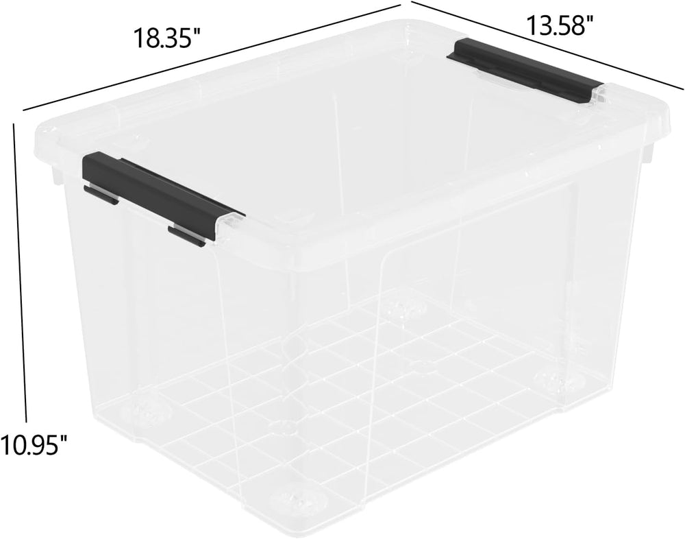 40 Quart Plastic Storage Bin with Lid, Clear Storage Tote Bin, Pack of 4