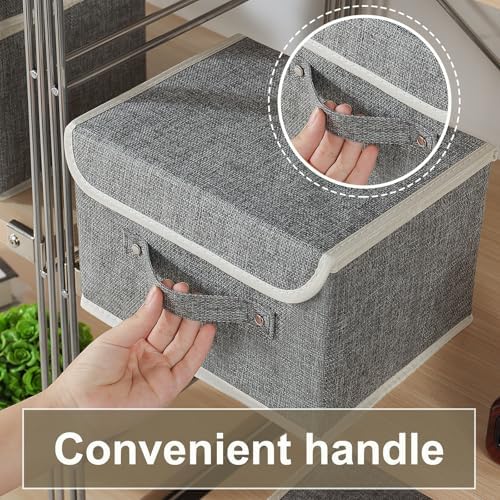Foldable Fabric Storage Cubes with Lids,Grey 10.2x7.9x6.7in,5 Pack