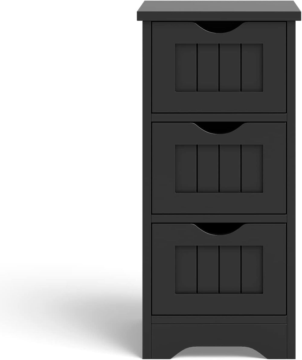 LOKO Bathroom Floor Cabinet, Modern Storage Cabinet (Black)