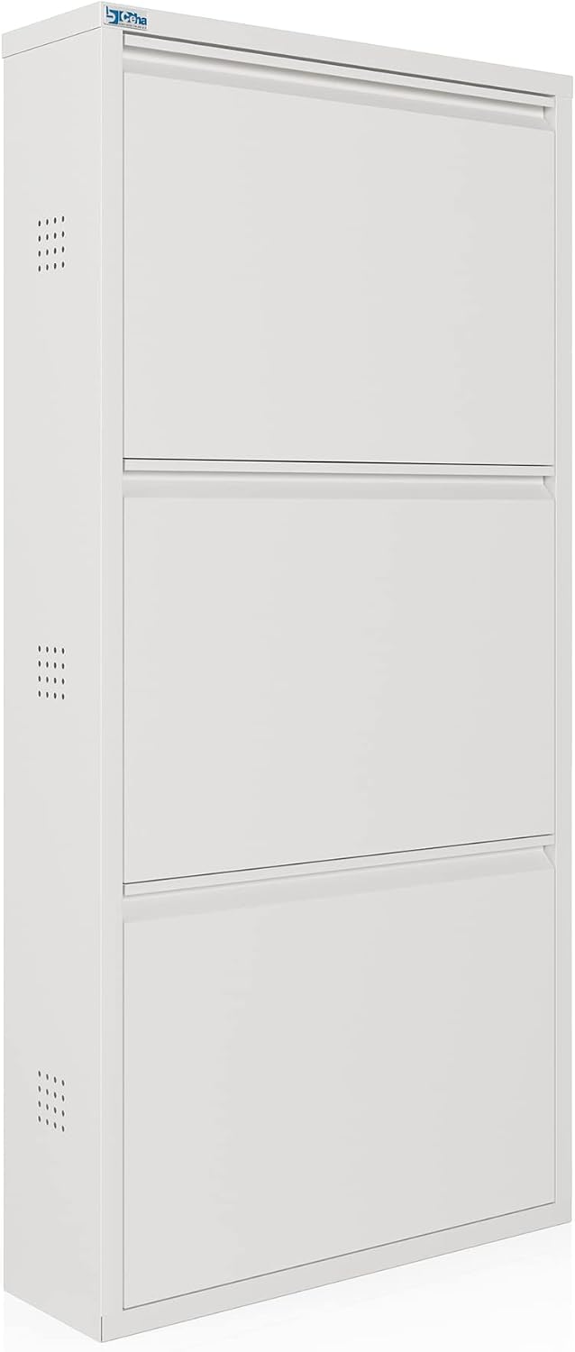 CEHA 3 Tier Metal Shoe Cabinet with Cover, Durable Shoe Storage Organizer for...