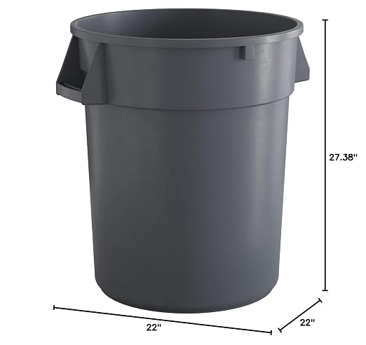 32 Gallon Gray Round Commercial Trash Can - Image 5