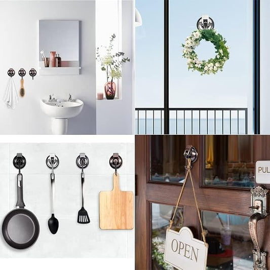 Suction Cup Hooks for Shower, 4 Pack, Glass Door, Tile – Loofah, Bath Robe Hook - Image 2