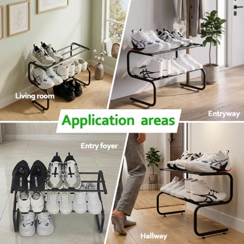 Small Metal Shoe Rack, 2 Tier 5-Shaped Shoe Storage Organizer