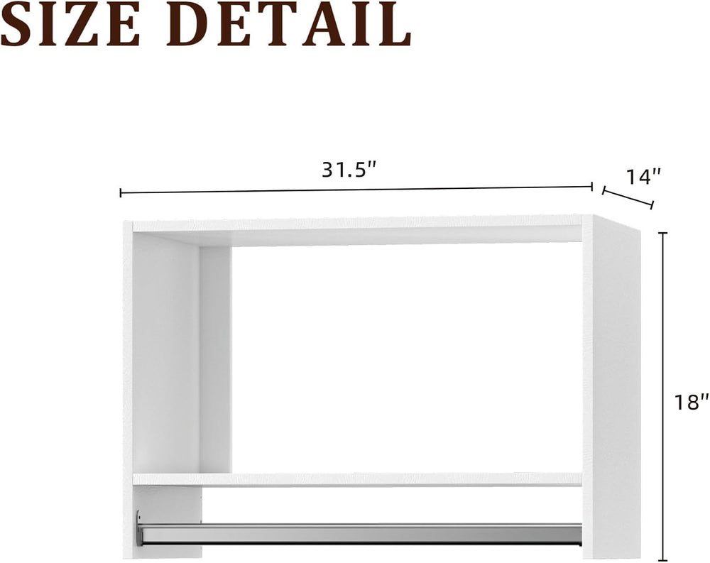 31.5" Wide Tall Hanging Modular Closet System, Wall-Mounted Closet Organ...