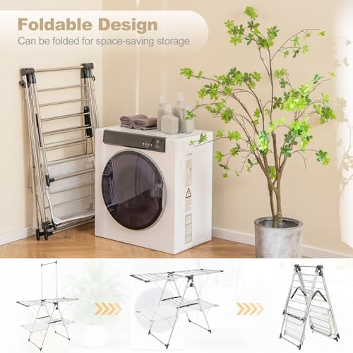 Tangkula Freestanding Foldable Clothes Drying Rack