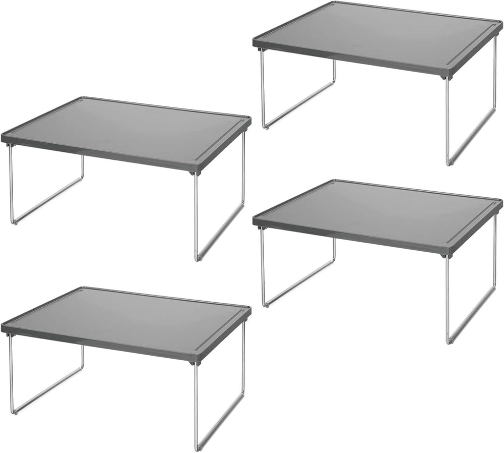mDesign Metal Stacking Storage Organization for Shelves Inside Closet in Bedr...