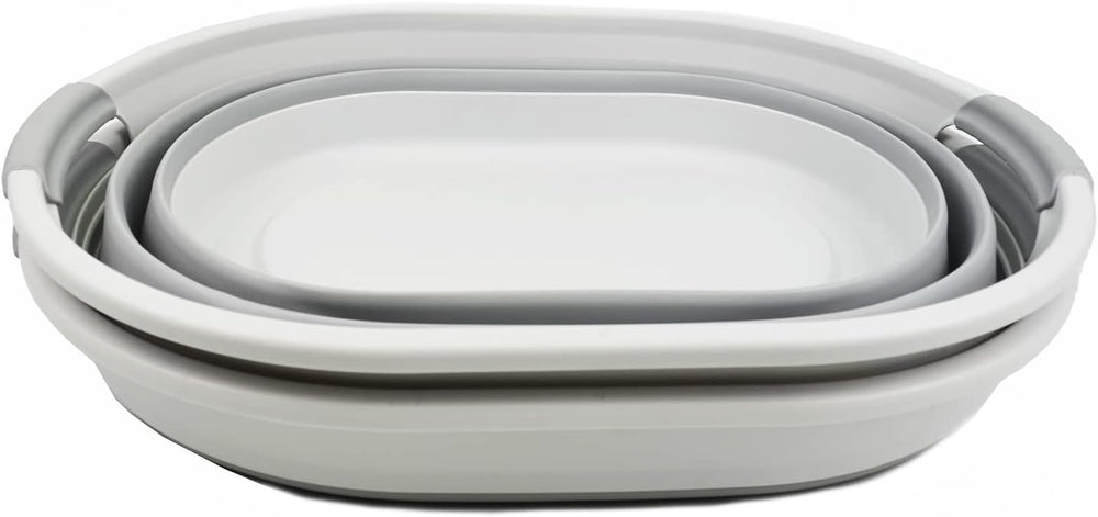 SAMMART 28L (7.4 Gallon) Oval Collapsible Plastic Laundry Basket - Foldable P...