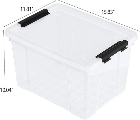 4 Pack 22 Quart Latch Box, Buckle Up Storage Box Set - Image 2